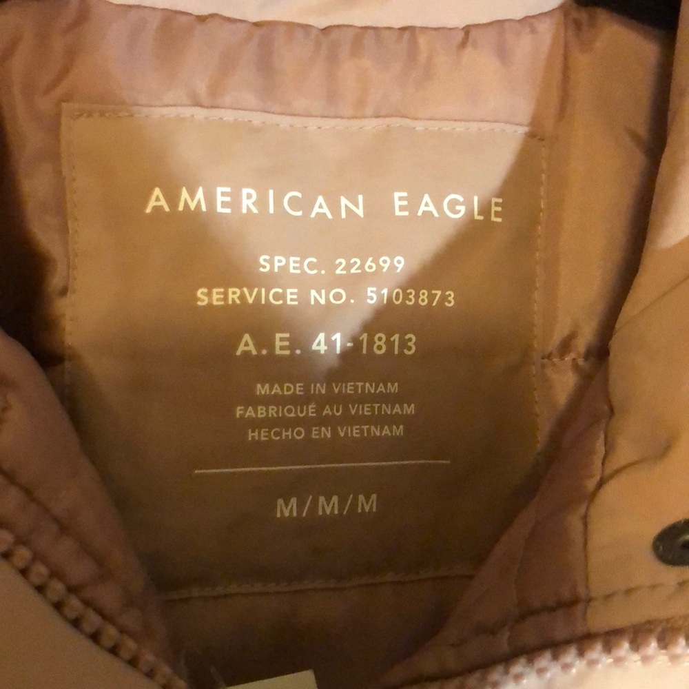 NWT! American Eagle Pink Tri-Color Puffer Jacket! - Picture 3 of 5